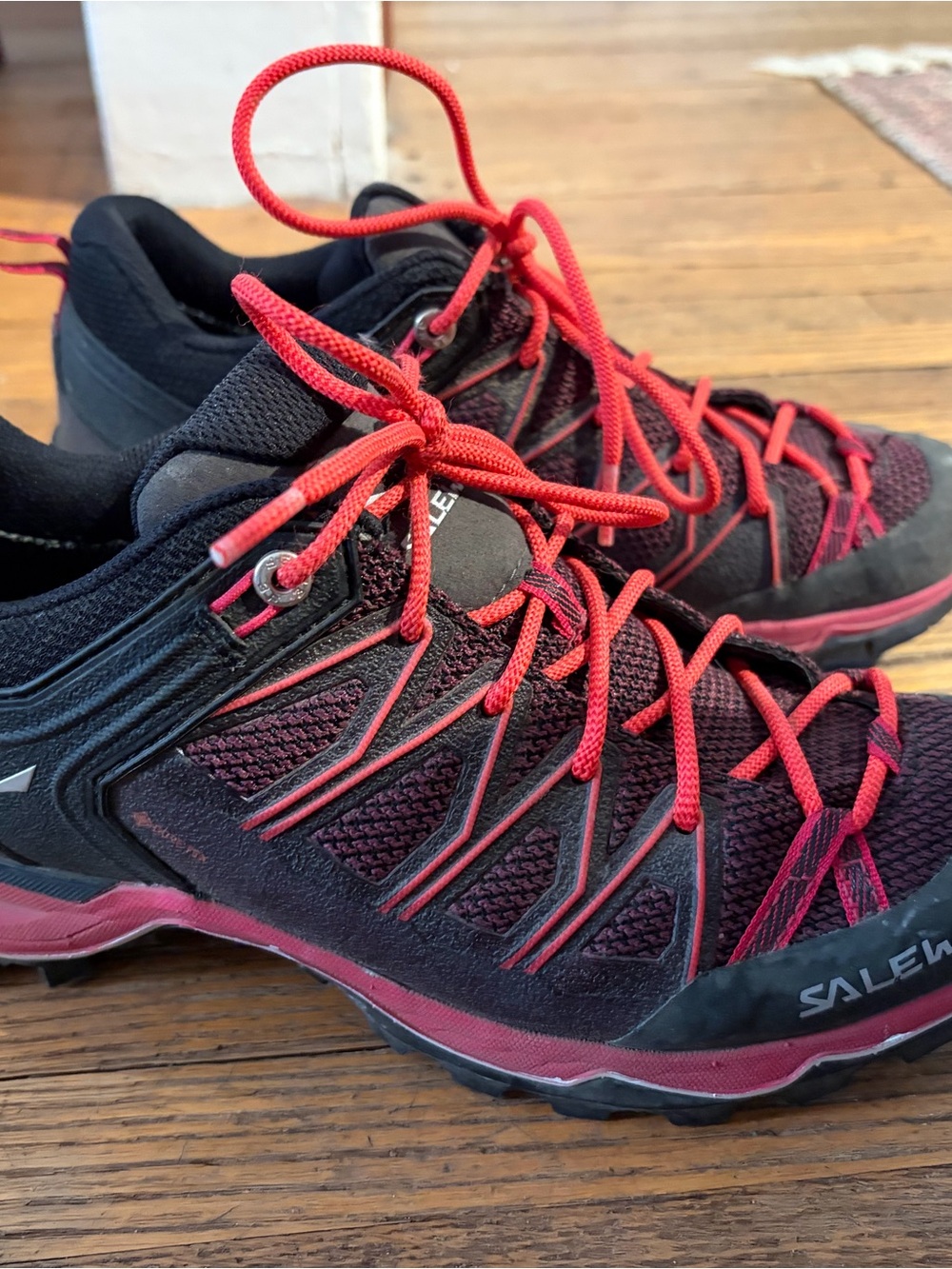 Salewa Women's Black and Pink Trail Sneakers